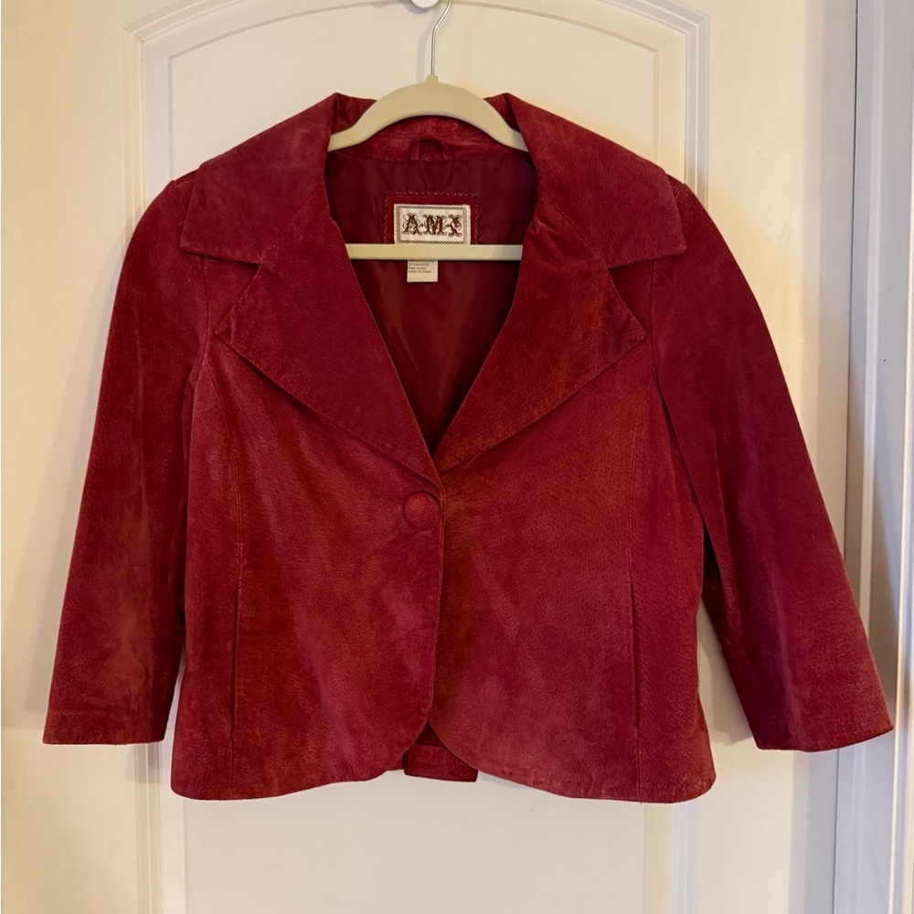 Ami Women's Cranberry Red Suede Blazer